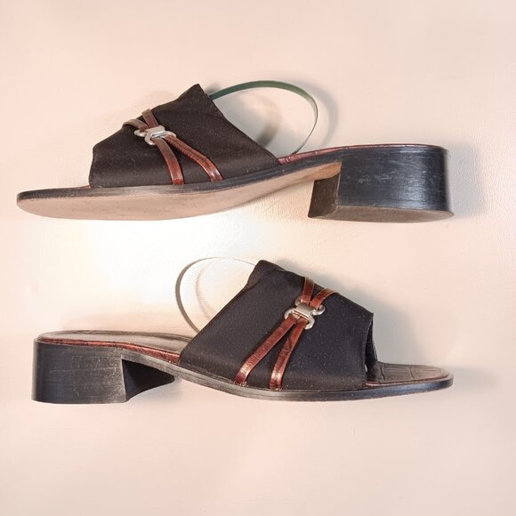 Mila Paoli women's Made in Italy Leather Low Block Heel Slide Sandals sz 9.5 B - Picture 6 of 14